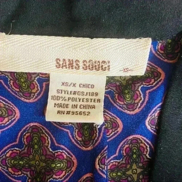 Sans Souci Purple Celtic Print Sheer Open-Front 3/4 Sleeve Kimono Cardigan XS - Picture 12 of 12